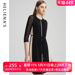 海兰丝法式小香风连衣裙2023冬季新款高级感裙子小黑裙商场同款