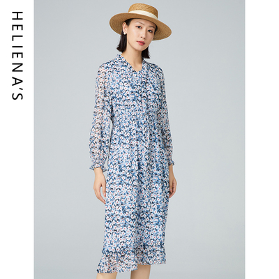 海兰丝印花气质显瘦连衣裙