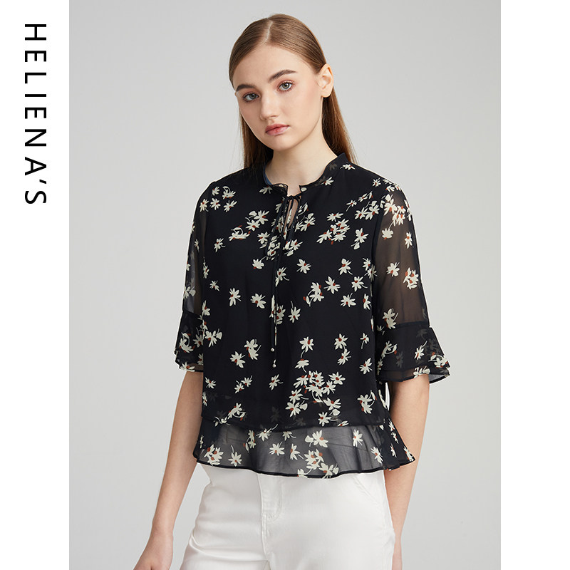 海兰丝衬衫法式高级感气质通勤长袖印花上衣衬衣女秋季新款衬衫