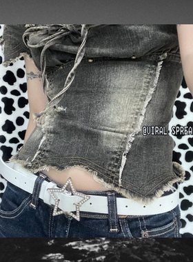 VIRAL SPREAD 90s亚文化千禧辣妹y2k星星闪钻腰带朋克五角星皮带