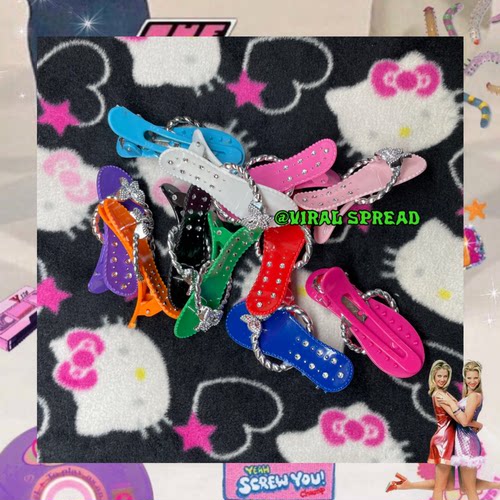 复古同款y2k拖鞋发夹辣妹刘海夹