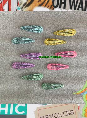 VIRAL SPREAD 炫彩彩色豹纹滴胶发夹bb夹五色可选 夏日mm搭配
