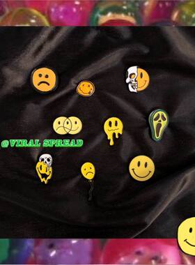 VIRAL SPREAD 骷髅融化笑脸 奇趣笑脸胸针 搭配好物