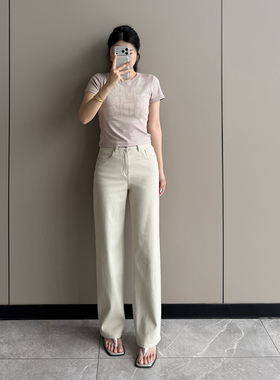 超显瘦~醋酸莱赛尔四面弹窄版直筒牛仔裤女2026夏款宽松阔腿长裤