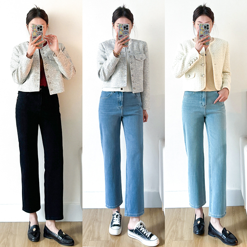 加绒~梨形身材法棍直筒九分裤