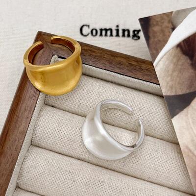 爆款几何拉丝宽面戒指18K铜镀真金小众高级感轻奢简约戒指