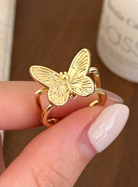 法式简约百搭时尚设计感蝴蝶戒指甜美轻奢高级感小众个性气质手饰
