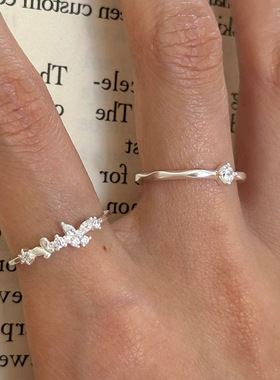 韩系通勤日常简约高级感镶锆开口戒指时尚百搭个性小众设计手饰女