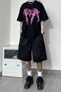 K110*P48 直播款~夏高街美式复古vibe日系工装直筒宽松短裤潮男图片