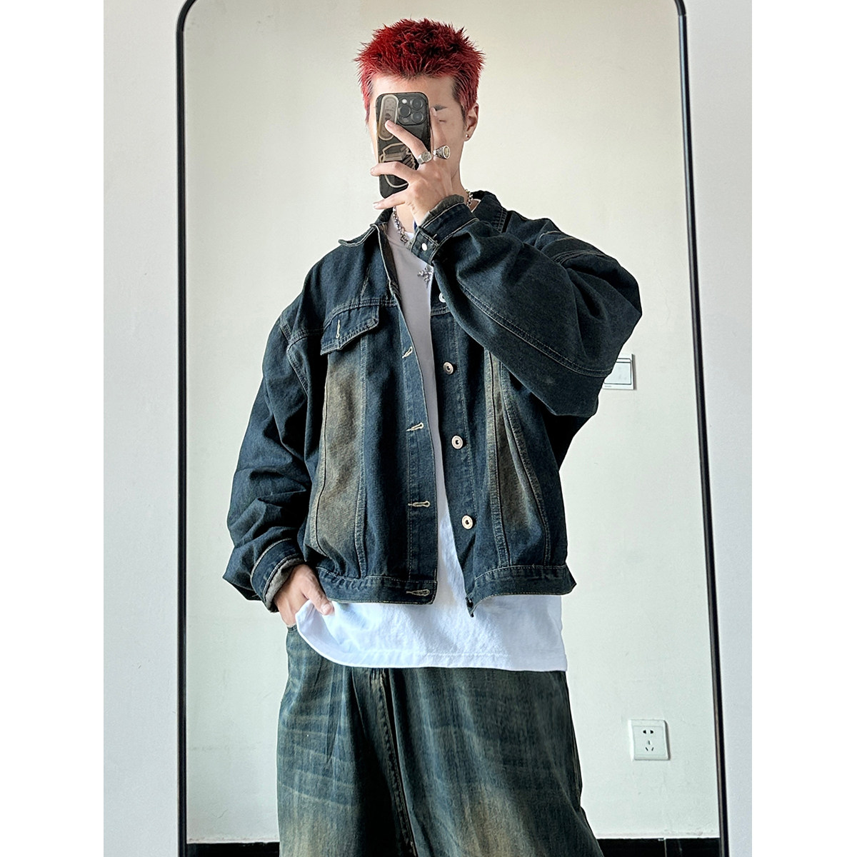 LKJ002*P88上衣LKN003*P60裤新品美式复古秋季新品牛仔套装,男装休闲套装,电商A007-3