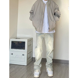 OK01*P58~水洗做旧黄泥染牛仔裤男美式复古hiphop高街宽松vibe，男装牛仔裤，电商A007-3