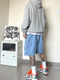 DH01*P55~夏港风宽松直筒五分工装休闲潮冰丝牛仔短裤男，男装牛仔裤，电商A007-3