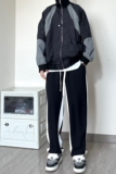 BK02*P60夏直筒宽松休闲拼接运动裤高街美式潮百搭款冰丝裤男，男装休闲裤，电商A007-3