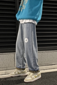WH08*加厚P50特港风新品加绒加厚保暖潮牛仔裤男宽松图片