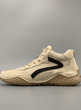 高品质外贸男士秋季新款真皮复古高帮休闲鞋百搭轻便舒适耐磨耐脏