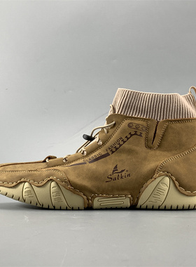 稀缺捡漏男士高帮休闲鞋套脚轻便耐磨百搭跨境大码复古八爪鱼潮鞋