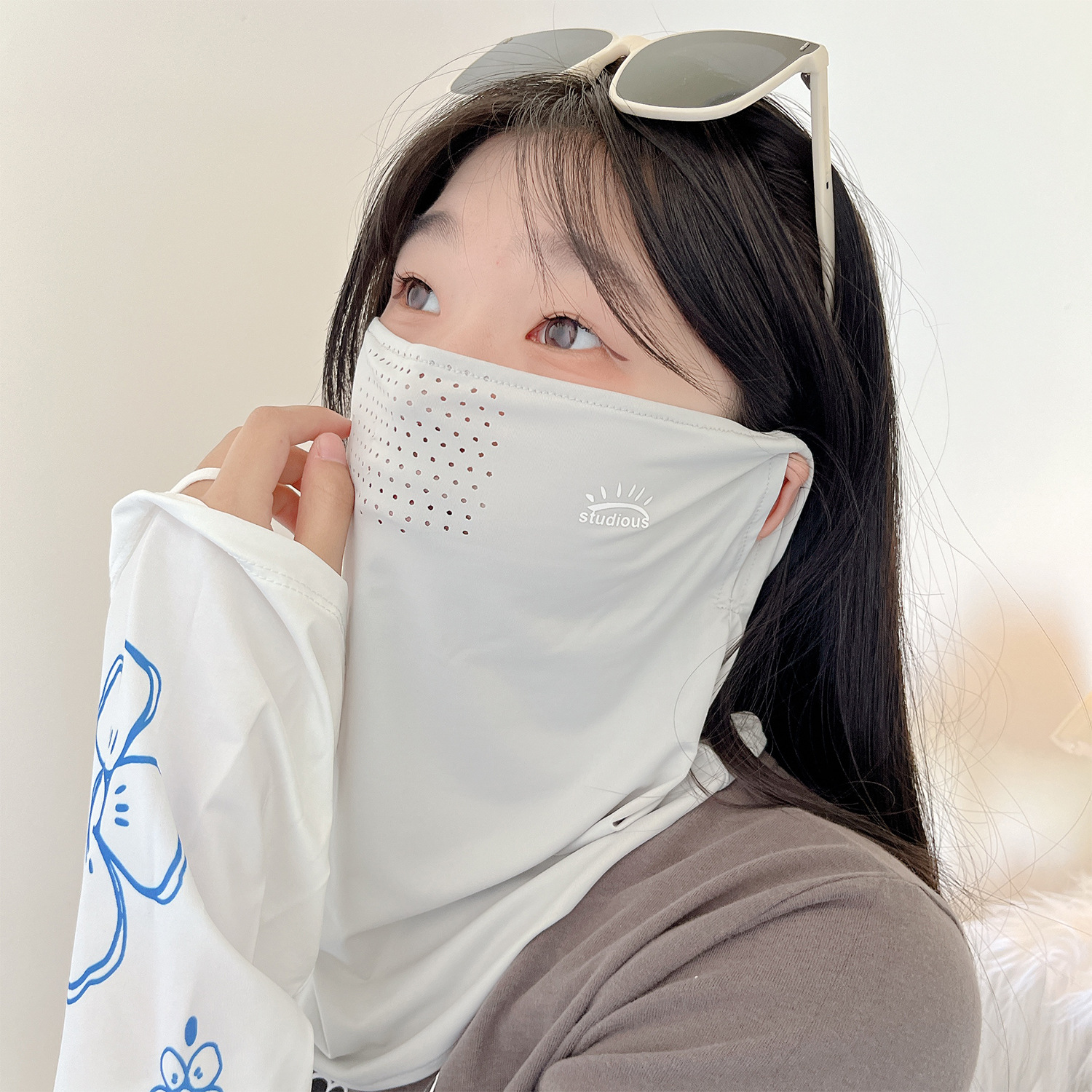 冰丝防晒面罩女全脸防紫外线遮阳透气面纱户外护颈口罩护眼角脸罩
