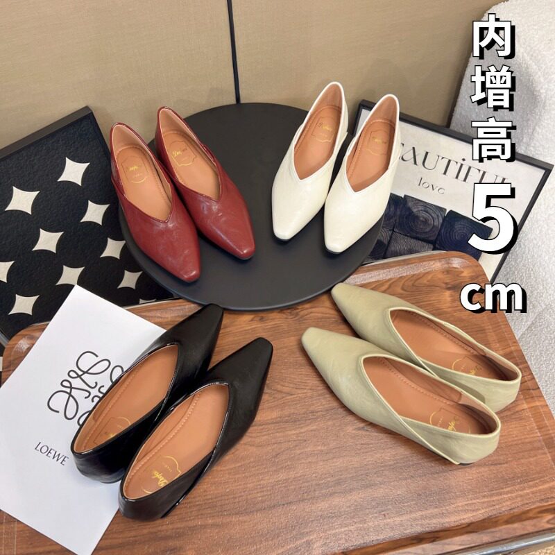 方头内增高平底鞋两穿软皮气质时浅口单鞋