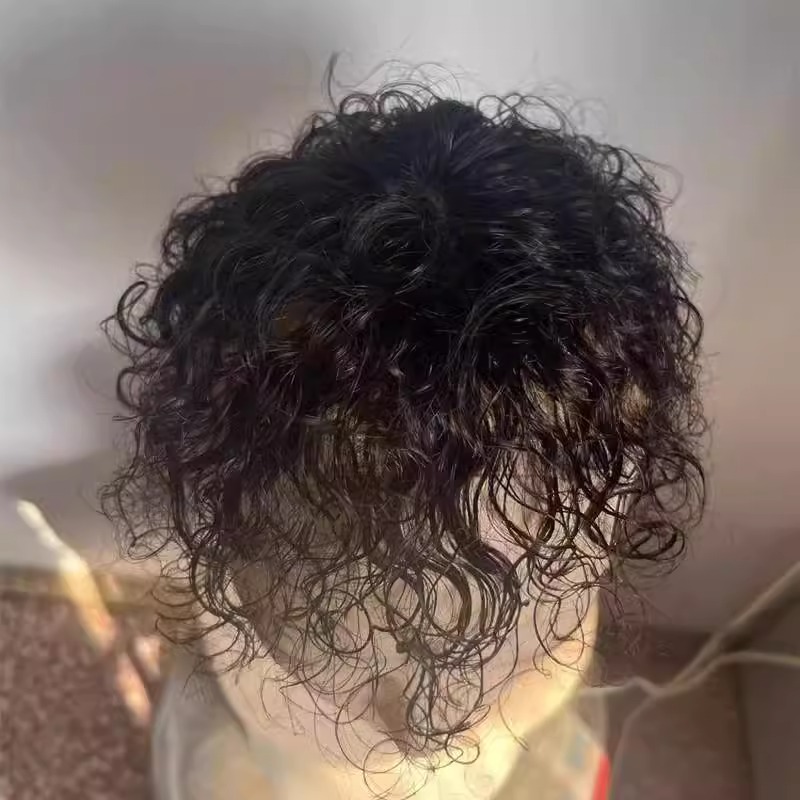 假发卷发片中老年妈妈发头顶遮白发补发片蓬松增发量羊毛卷刘海片