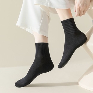 一次性男日抛棉短袜出差袜中筒袜黑白色长筒袜防滑军训袜