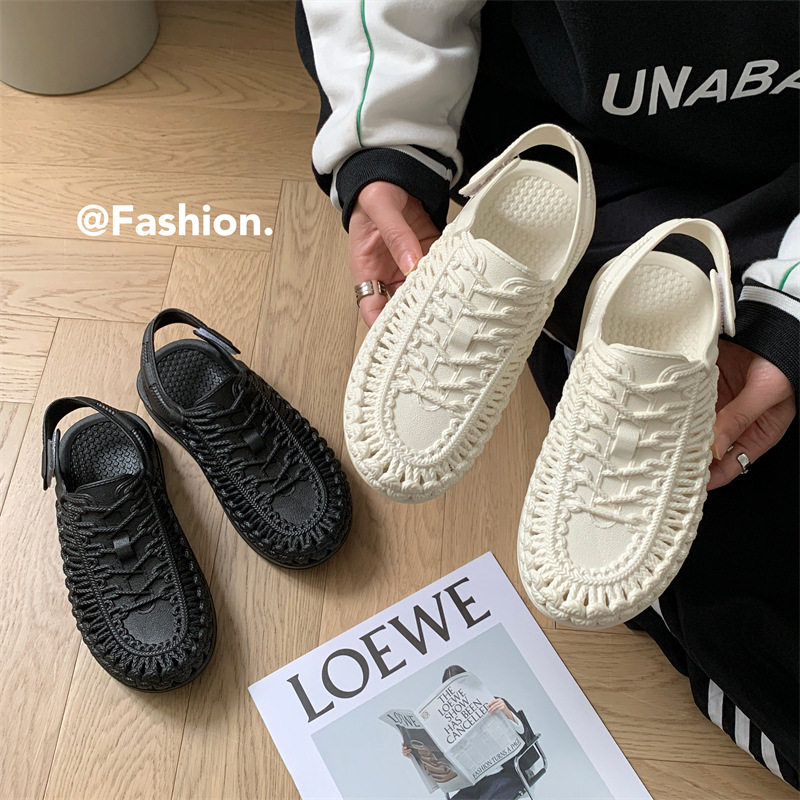 新款塑料凉鞋女夏包头镂空厚底防滑沙滩鞋防水洞洞鞋外穿百搭休闲