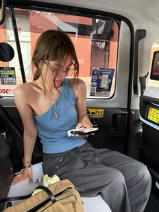 现breathe向日葵欧尼同款韩国东大门百搭纯色吊带背心休闲工装裤