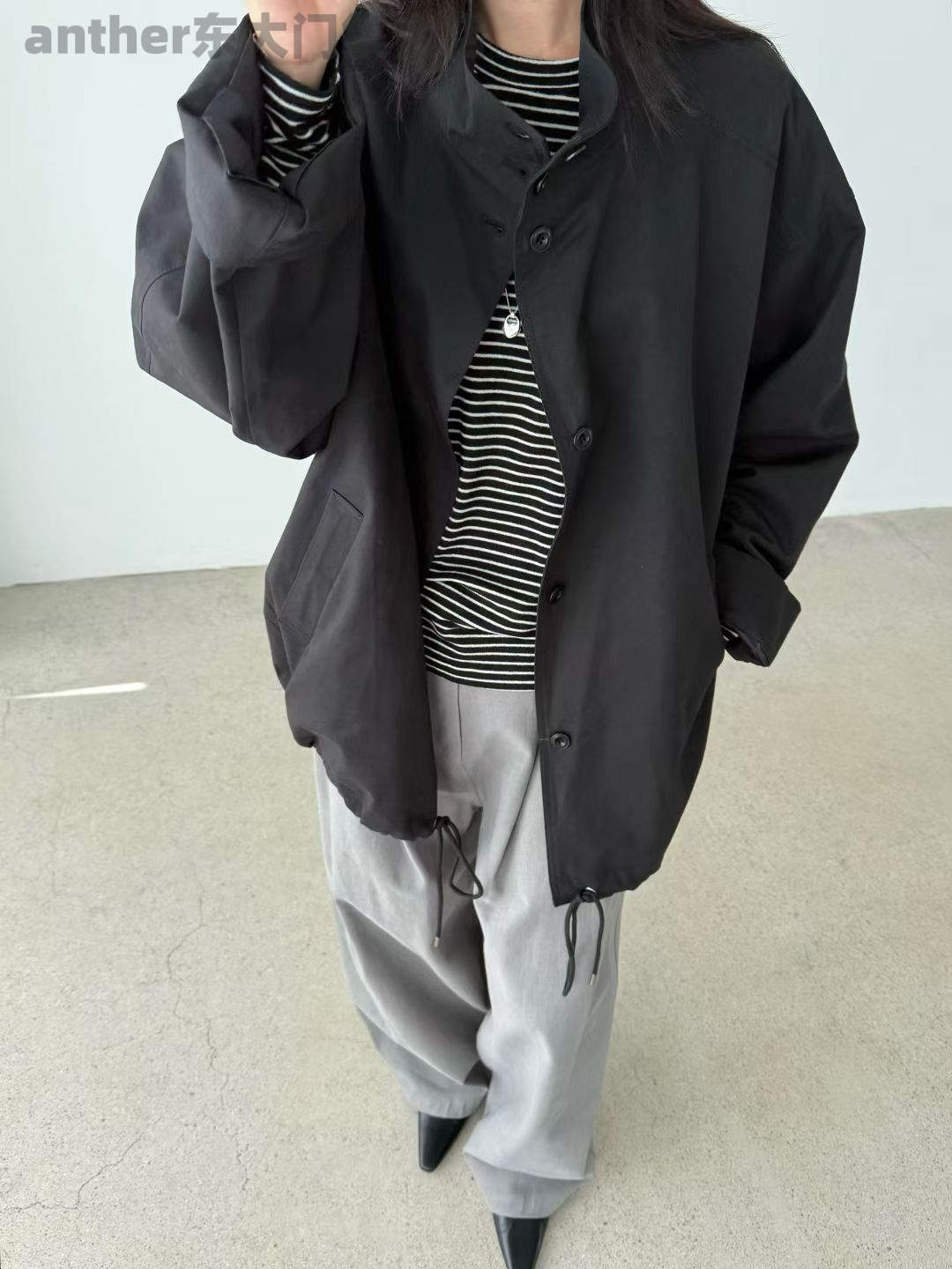 taupe韩国东大门2025秋季新款时尚百搭宽松休闲立领短款风衣外套