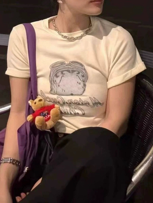 现韩国东大门向日葵欧尼同款 visual space可爱卡通圆领短袖T恤