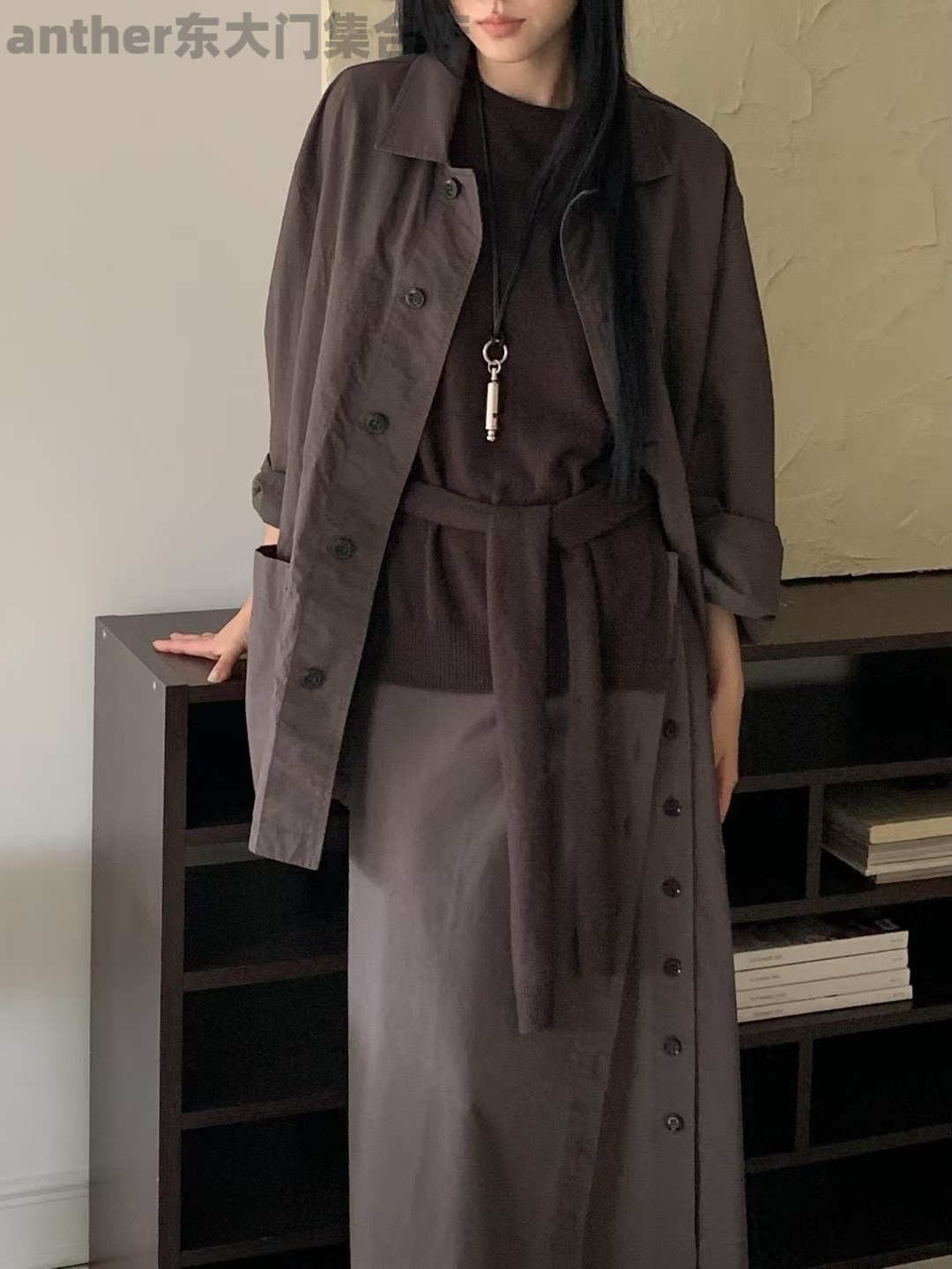 object现现韩国2025秋季新款时尚百搭宽松休闲长袖风衣外套女