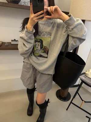 outfit英兰同款韩国东大门2025秋季新款宽松休闲卡通长袖T恤