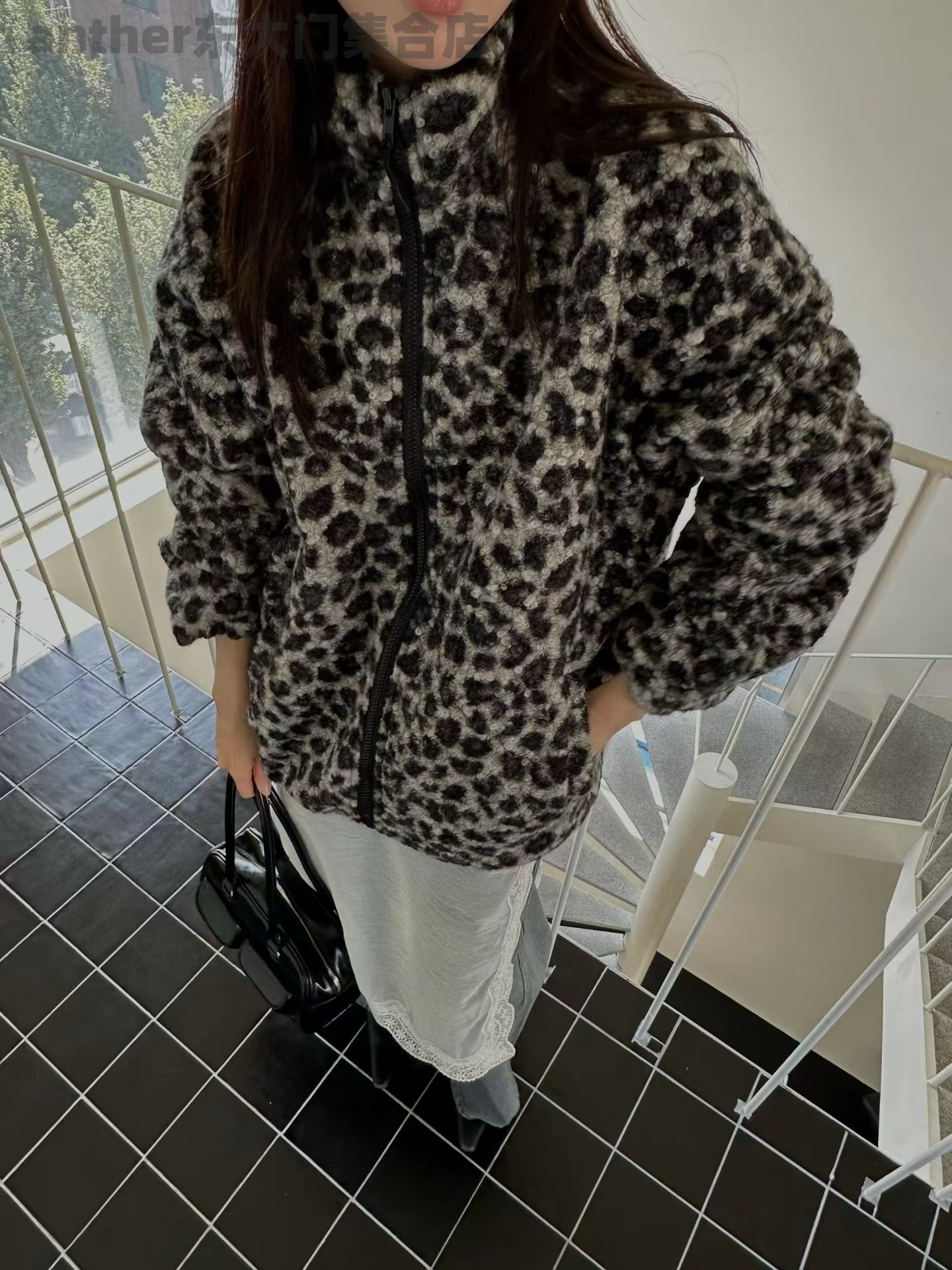 bene韩国东大门2025秋季新款时尚百搭宽松休闲豹纹外套