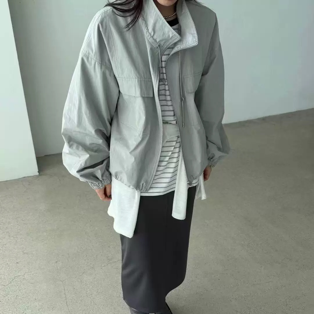 现韩国东大门 taupe 2025春款时髦立领拉链夹克外套