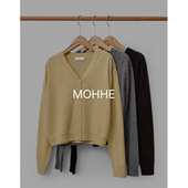 mohhe现向日葵欧尼同款 高品百搭简约v领宽松针织开衫 毛衣