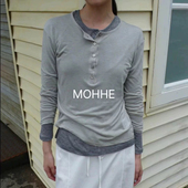 现货东大门韩国女2024秋季 T恤 长袖 mohhe时尚 半系扣薄透打底衫