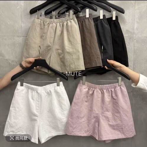 现mute向日葵欧尼同款韩国东大门夏季百搭纯色松紧腰休闲短裤女