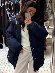 现货韩国2024冬toogood高品质宽松保暖中长款高领抽绳羽绒服外套