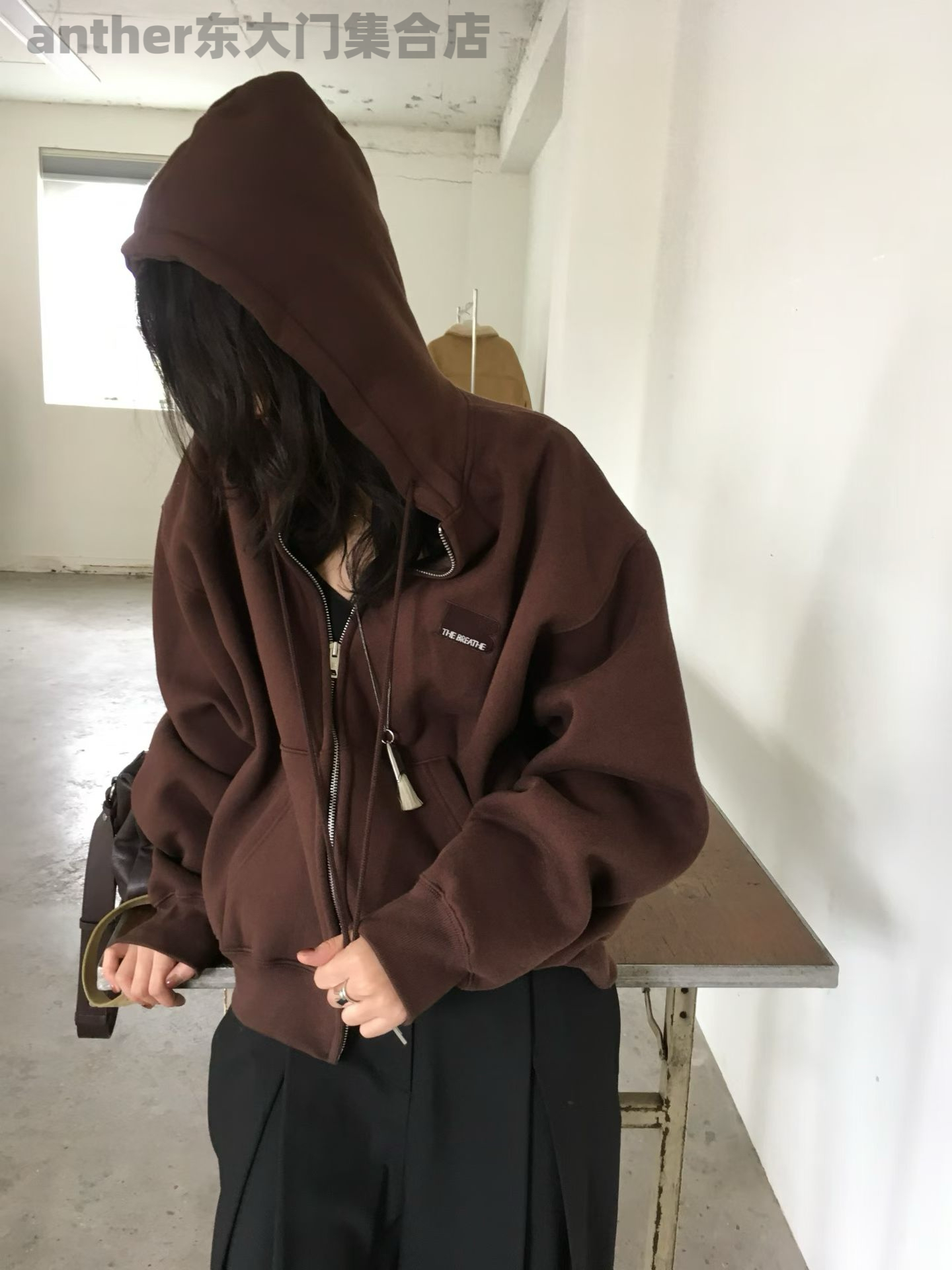 breathe韩国东大门2025秋季新款时尚百搭宽松休闲连帽卫衣外套