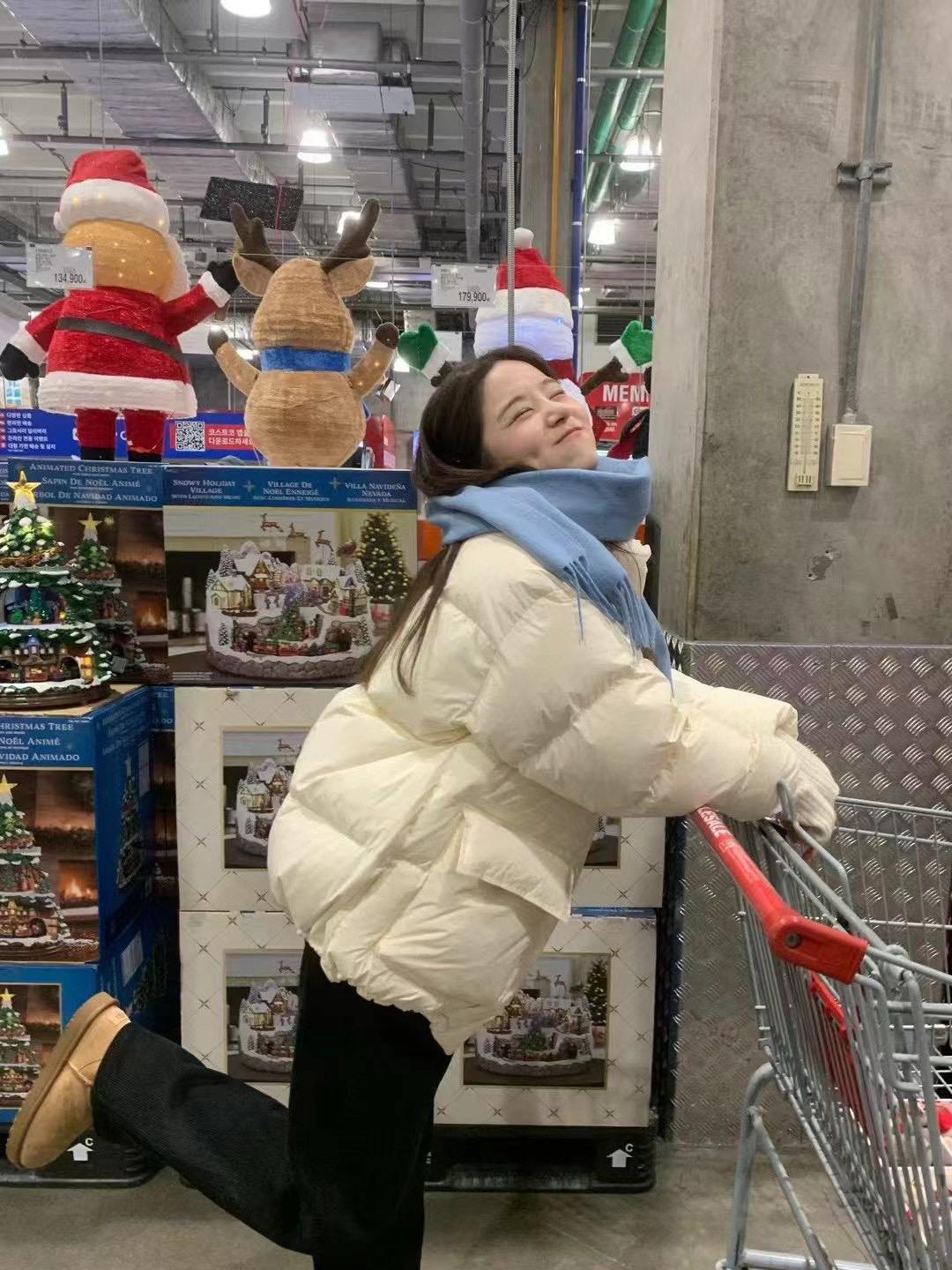 现女ounce2024冬季新款韩版立领宽松大口袋保暖羽绒服