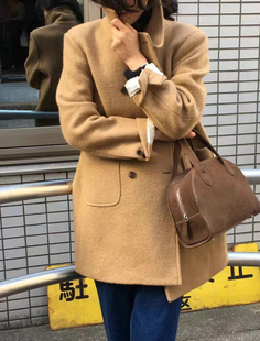 现货2025秋冬新款韩国东大门女款大衣中长款呢外套