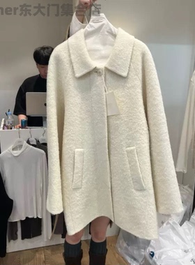 jinsim韩国东大门2025秋季新款时尚百搭宽松休闲羊驼羊毛大衣外套