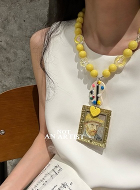 梵高自画像趣味百搭项链毛衣链