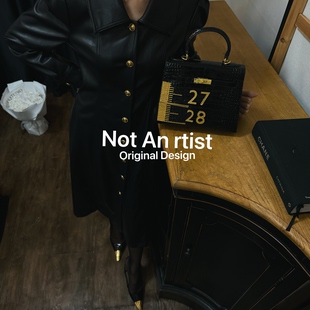 海外订单原创小众手工刻度尺标量尺元 素设计鳄鱼纹凯莉包单肩斜跨