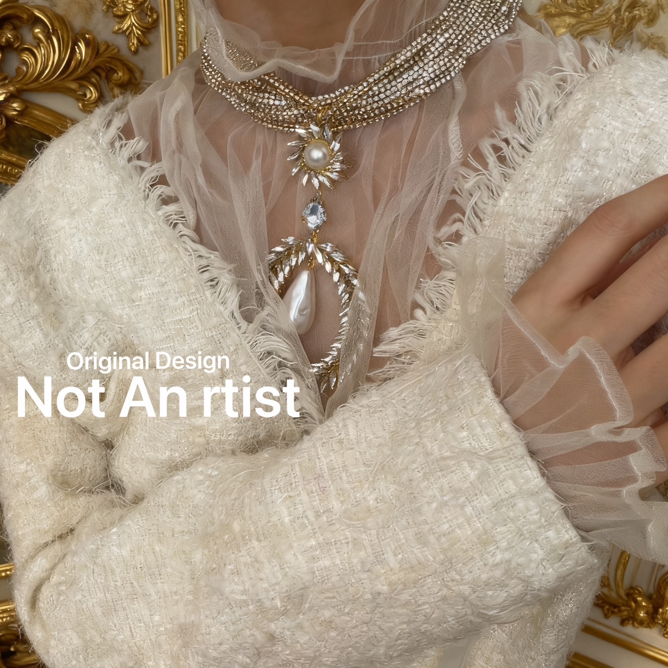 vintage复刻小众设计感夸张水钻珍珠吊坠法式巴洛克珍珠满钻项链