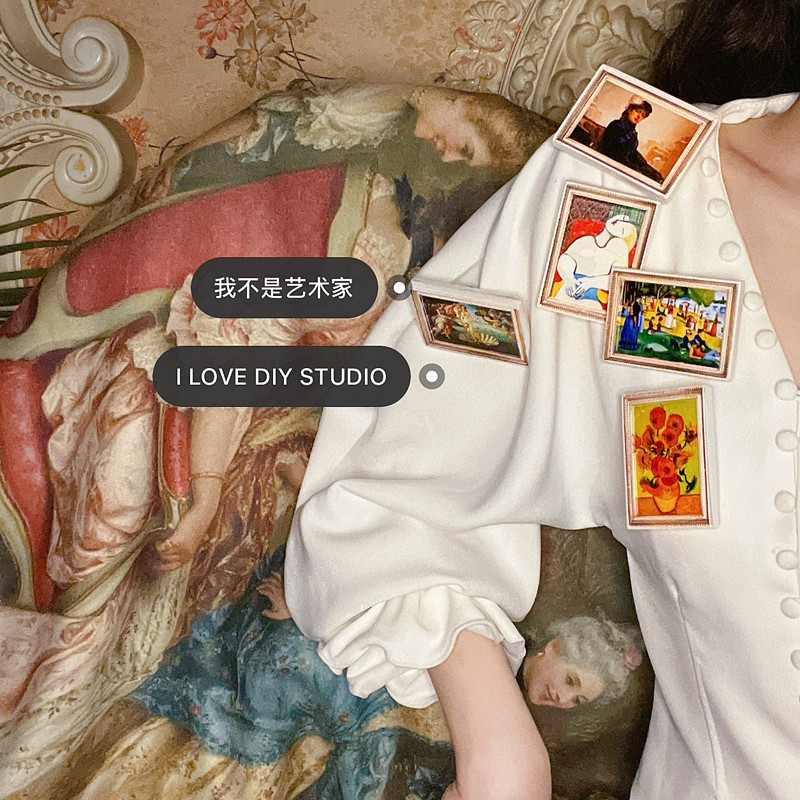 美术馆世界名画设计灵感经典艺术作品原型胸针 画框别针