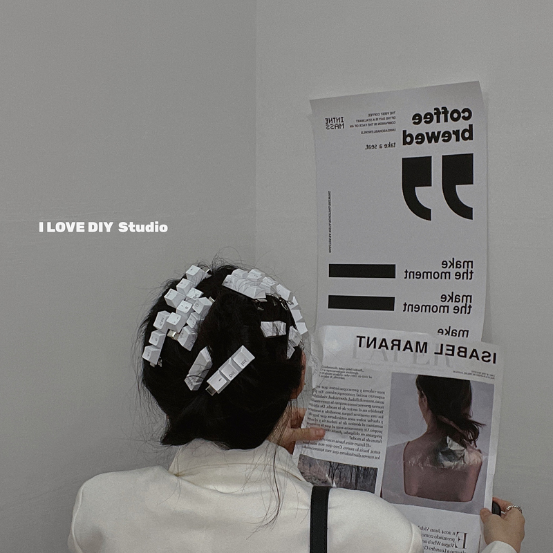 赛博朋克风千禧辣妹原创键盘发夹