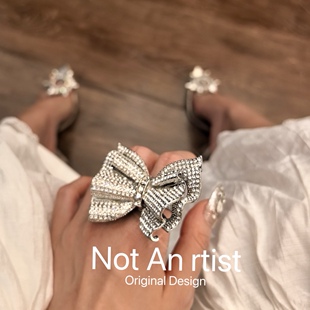 法式 复古重工满钻立体褶皱设计感蝴蝶结戒指奢华夸张宴会指环