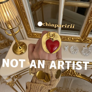 实拍海外设计师手工制作法式 复古心形金属爱心戒指时髦精流行指环