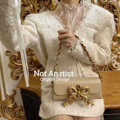 vintage复刻路易十六风格蝴蝶结粗链条单肩腋下包洛可可巴洛克包