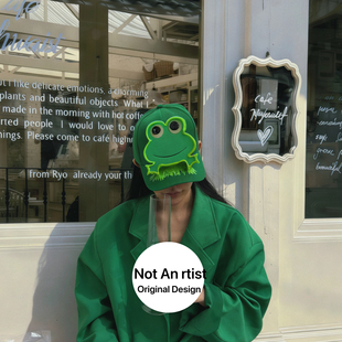 可爱卡通显脸小 春秋 韩系百搭绿色遮阳帽潮 女款 ins风青蛙棒球帽