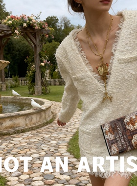 实拍不是艺术家原创2025新款薄纱蝴蝶金属笼子项链vintage复刻